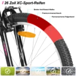 Hiland 26 Zoll Damen Mountainbike, 18-Gang Schaltung, Mountainbike mit V-Bremsen, Robustes MTB für Frauen Studenten-Pendlerfahrrad, Weiß – Bild 3