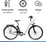 Zündapp Z510 E Bike 28 Zoll Damenfahrrad ab 155 cm mit 3 Gang Nabenschaltung und Rücktrittbremse weiß/orange – Bild 4