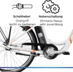 Zündapp Z510 E Bike 28 Zoll Damenfahrrad ab 155 cm mit 3 Gang Nabenschaltung und Rücktrittbremse weiß/orange – Bild 7