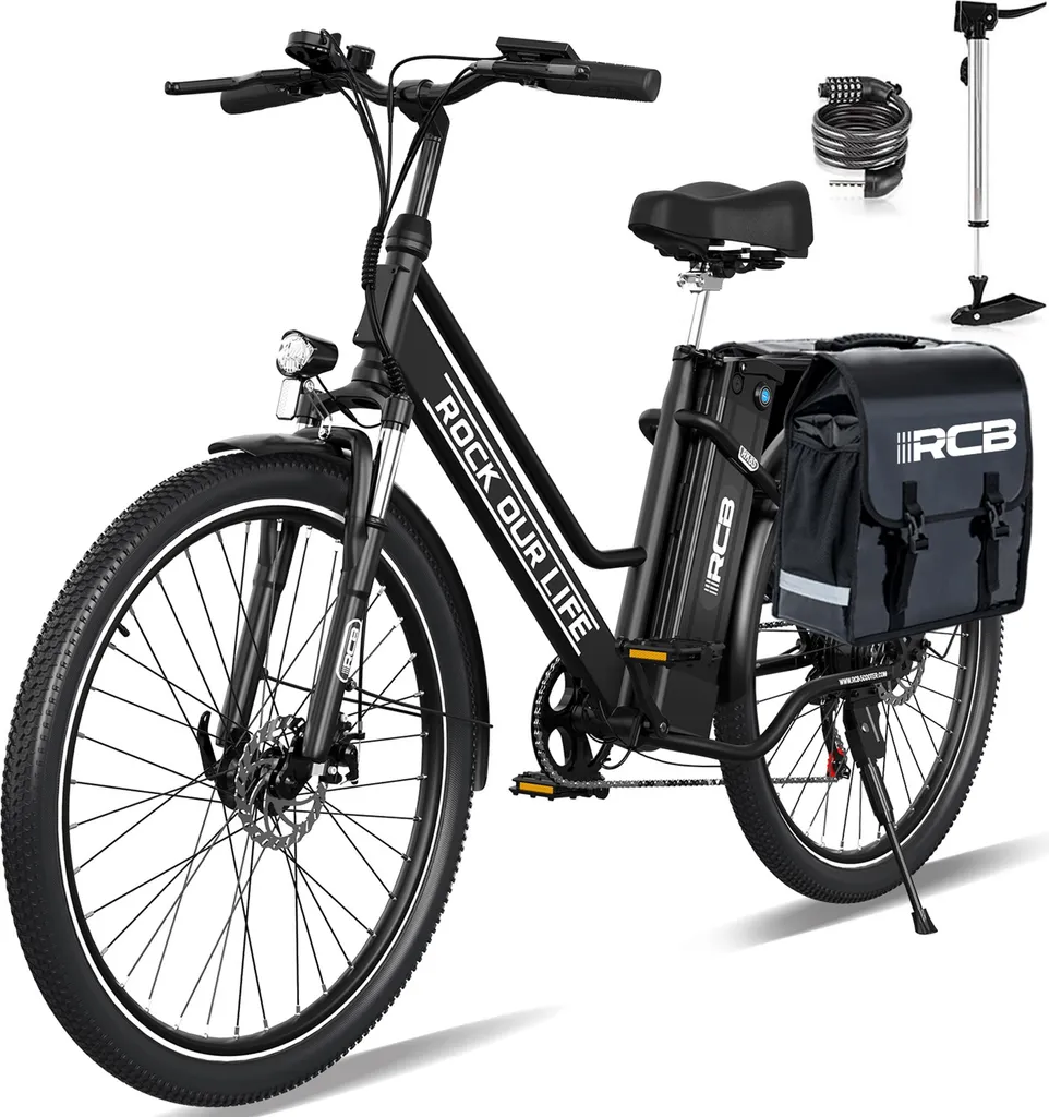 6dad23fc470c04692e572af3ce11c9fb RCB E Bike RK15,Elektrofahrrad 26 Zoll mit 12Ah 36V Lithium-Akku,Elektrofahrrad für Erwachsene für Damen und Herren,7-Gäng,Reichweite bis zu 35-90Km – Bild 1