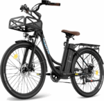 E-Bike 26 Zoll 158 - 198 cm Pannensichere Reifen 36 V 20,3 Ah 730,8 Wh bis zu 160 - 200 km Wasserdicht IP54 mit 7 Gang, Schwarz – Bild 4