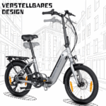 SAXXX Faltrad E-Bike Foldi, 410Wh Akku , 80 km Reichweite, Shimano Nexus 7-Gang, 250 W Hinterradmotor, 20 × 2.3″ CST, mechanische Scheibenbremse, Grau – Bild 6