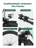 HillMiles E Bike, City E-Bike & E-Hollandrad mit 36V 13Ah Akku bis zu 80-100km, SHIMANO 7-Gang, 250W Motor&25km/h, MileCity1 – Bild 4