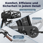 E-Bike 26 Zoll 158 - 198 cm Pannensichere Reifen 36 V 20,3 Ah 730,8 Wh bis zu 160 - 200 km Wasserdicht IP54 mit 7 Gang, Schwarz – Bild 15