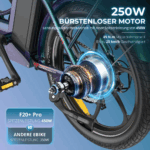 2025 20×3.0Zoll 22.5AH E-Bike Klappräder Elektrofahrrad Pedelec, elektrisches Faltrad 7-Gang City E-Bikes & E-Hollandräder 25 km/h Wasserdicht Schwarz – Bild 12