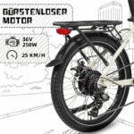 SAXXX Faltrad E-Bike Foldi, 410Wh Akku , 80 km Reichweite, Shimano Nexus 7-Gang, 250 W Hinterradmotor, 20 × 2.3″ CST, mechanische Scheibenbremse, Grau – Bild 8
