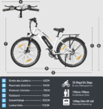 HITWAY E-Bike 28 Zoll Elektrofahrrad, Pedelec 36V/13Ah 468 Wh, MTB,7 Gang, 25km/h, Heckmotor, Kettenschaltung, LCD Display, E-Citybike Damen Herren – Bild 7