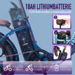 20 Zoll 18AH Elektrofahrrad Pedelec, City E-bike ,Cityräder E-Klapprad 250W Motor,25km/h,E-Bike ,klapprad,LCD-Display,APP – Bild 7