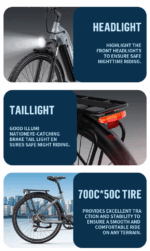 E-Bike für Herren Damen, 27.5 Zoll Elektrofahrrad City E-Bikes & E-Hollandräder mit 22.5AH Akku, Citybike bis zu 140KM Elektrofahrräder LCD & APP – Bild 16